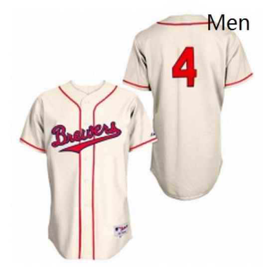 Mens Majestic Milwaukee Brewers 4 Paul Molitor Authentic Cream 1948 Turn Back The Clock MLB Jersey